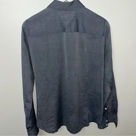 J Crew The Perfect Shirt Size 10 Blue 100% Cotton Work Office Western LS y2k - Picture 4 of 5